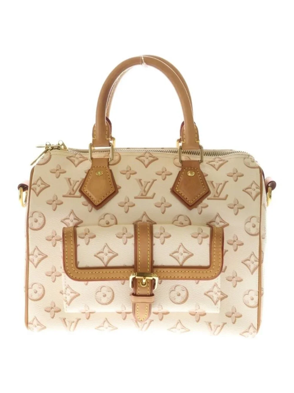 Louis Vuitton Monogram Speedy Bandouliere 25 Forever Shoulder Bag Leather White